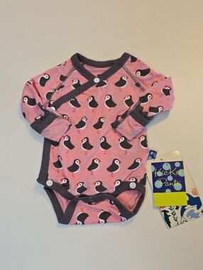 Kickee Pants Pink Puffin Kimono-Style One-Piece